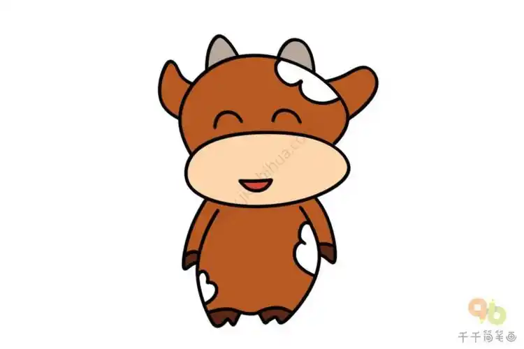 小牛简笔画可爱颜色