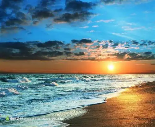 落日余晖霞光海边风景高清摄影背景图片素材