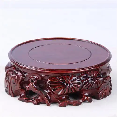 红木底座工艺品摆件底座实木圆形花瓶奇石头鱼缸佛像底座木质托架