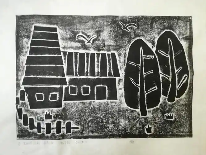 今年暑假孩子们的纸版画作品