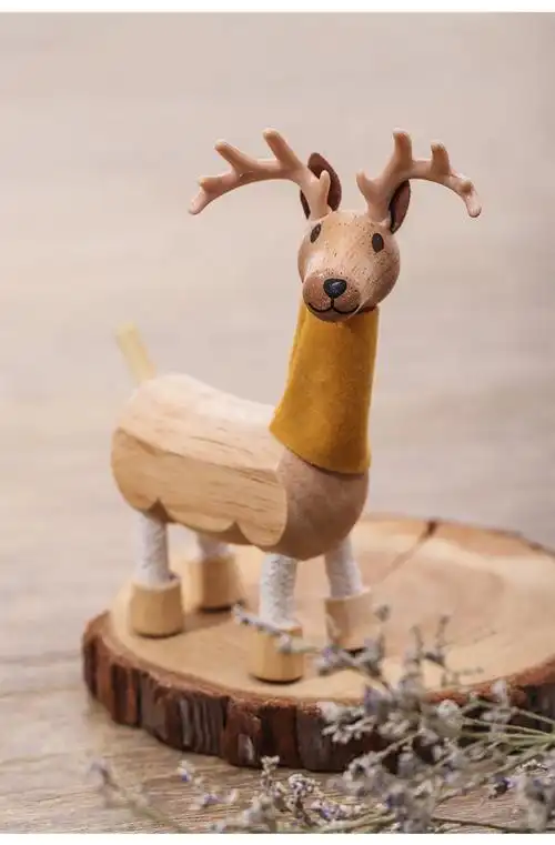 创意家居饰品大象木质动物摆设卧室装饰品可爱儿童办公桌面小摆件