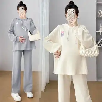 孕妇装春秋款套装韩版宽松显瘦连帽卫衣孕妇裤子小个子外穿两件套