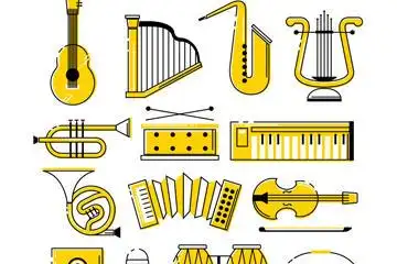 乐器图标设计-黑色简约乐器图标矢量元素下载_懒人图库