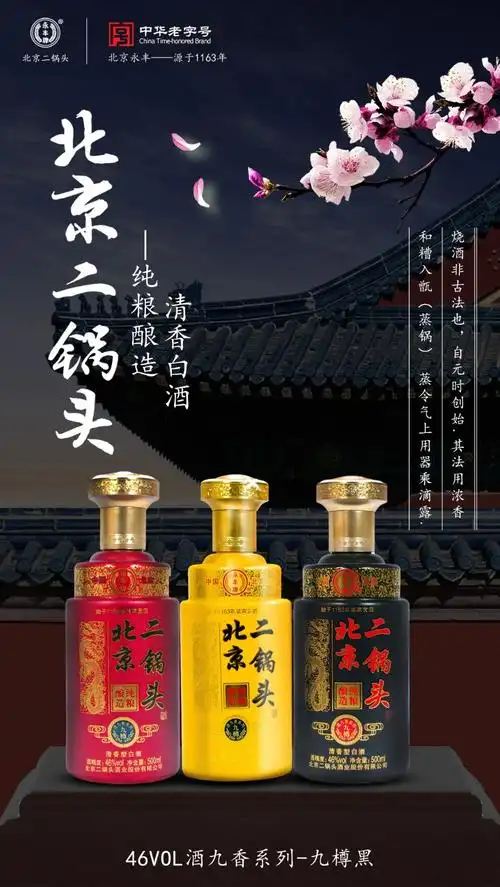 永丰牌北京二锅头46度清香型永丰1163九樽系列粮食宴请送礼婚宴白酒黑