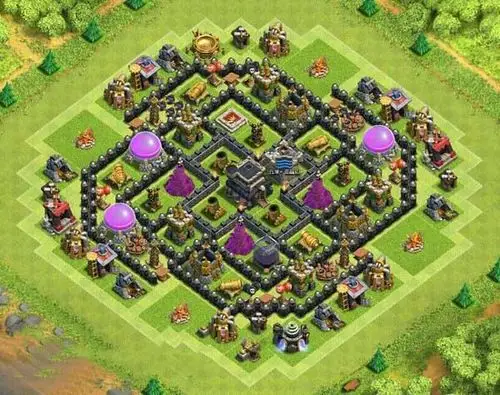 部落冲突八本护资源护黑阵型怎么摆 coc8本胡资源神阵布局推荐