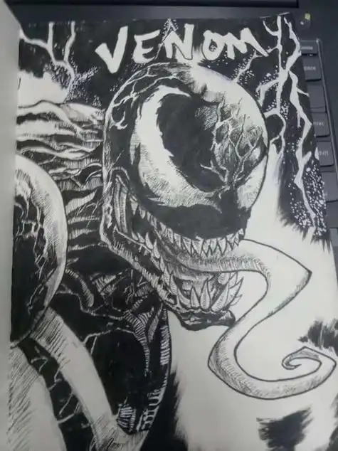 毒液的素描画毒液的素描画身体过程