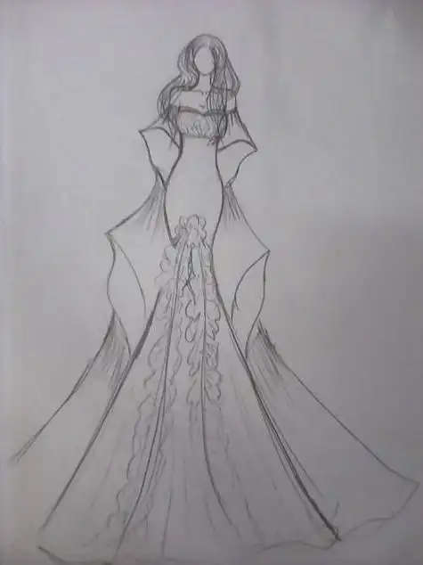 公主裙简笔画晚礼服素描画