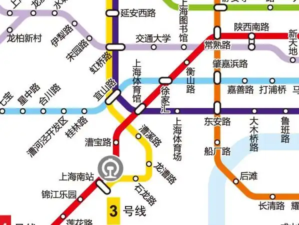 3号线部分运行线路图.来源:上海地铁官网