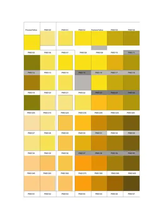 pms颜色对照表