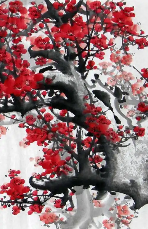 著名梅花国画大师王成喜四尺红梅(编号0932)