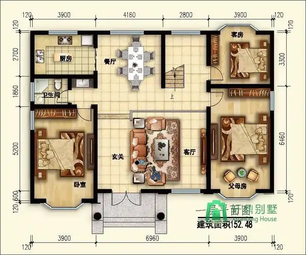 15x10米二层精致农村小别墅设计图_实用自建房图纸 - 轩鼎房屋图纸