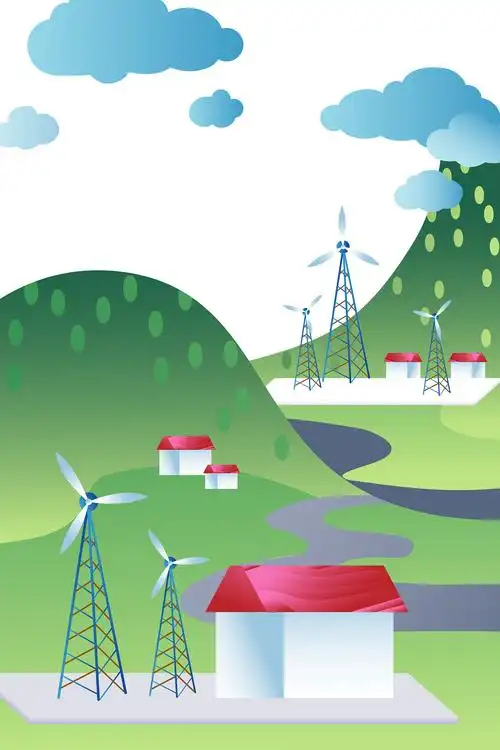 节能减排发电绿色出行手绘插画
