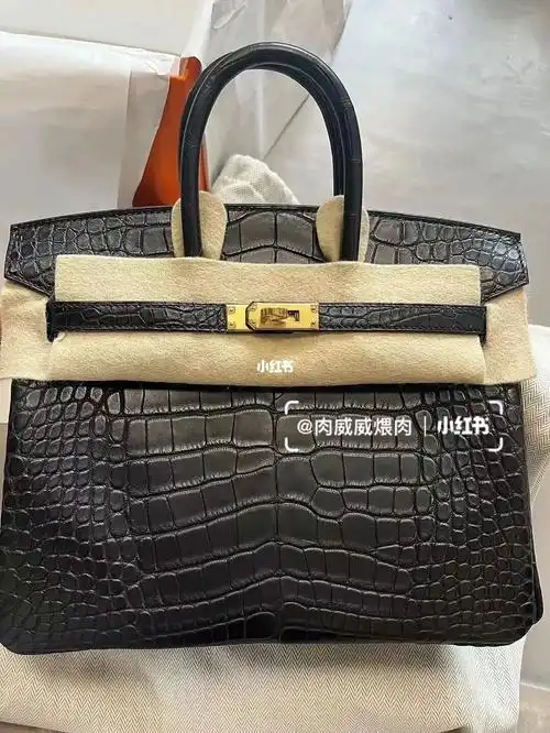 爱马仕hermes birkin 25 黑金 鳄鱼 雾面