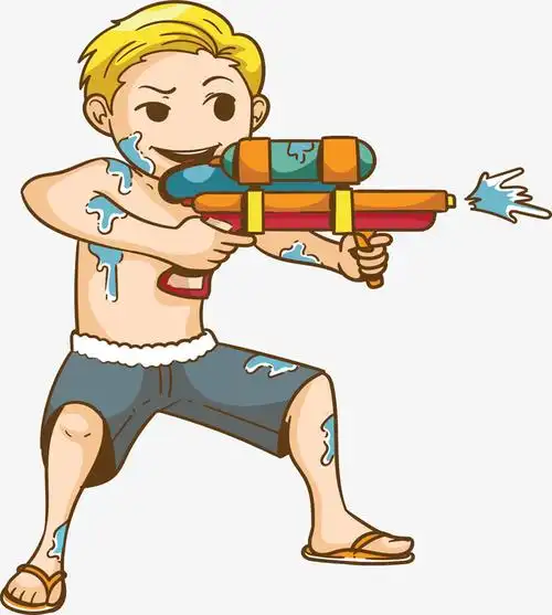 水枪瞄准射击男孩