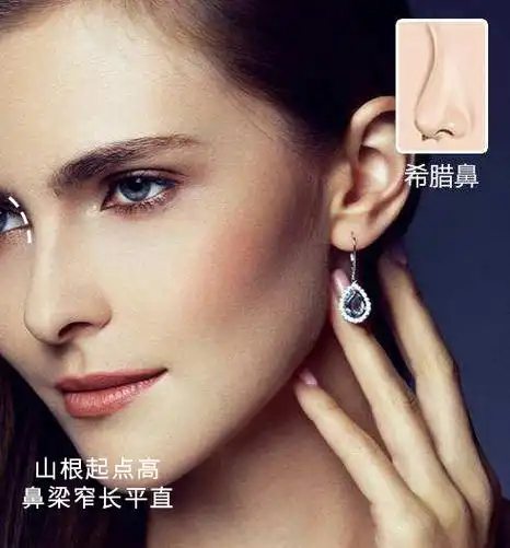 比如:希腊鼻,希腊鼻的鼻梁窄长,平直,山根起点高,因此,山根的凹陷不是