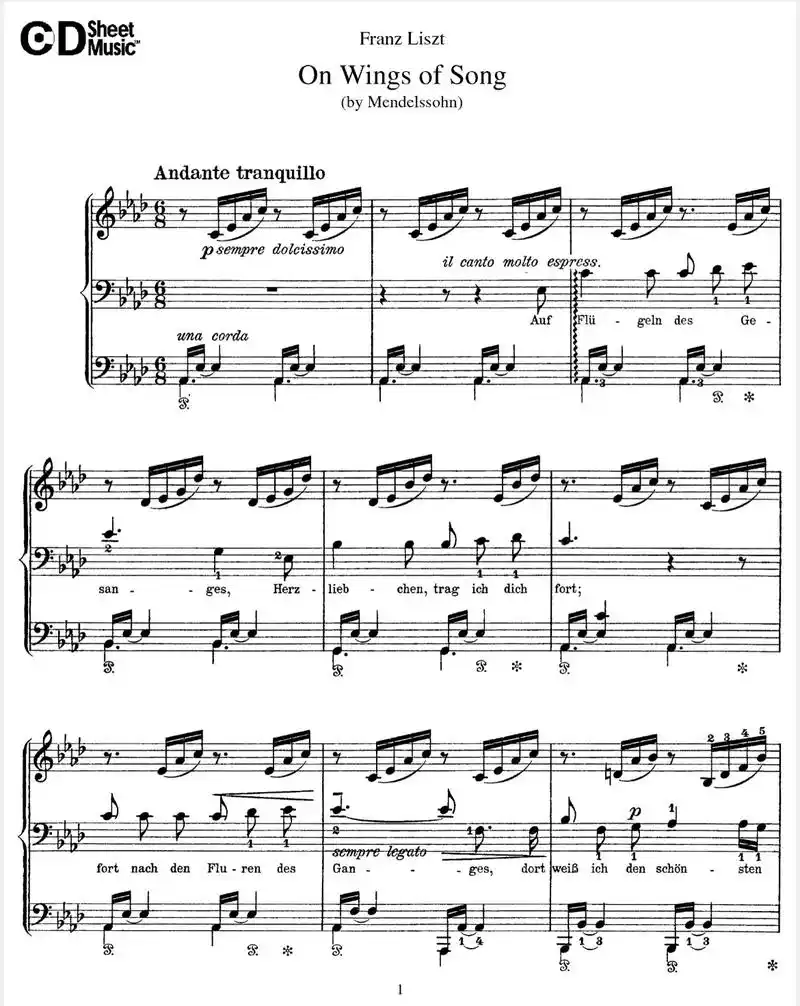 《乘着歌声的翅膀》钢琴谱分享#钢琴谱#钢琴曲谱#钢琴谱分享# - 抖音