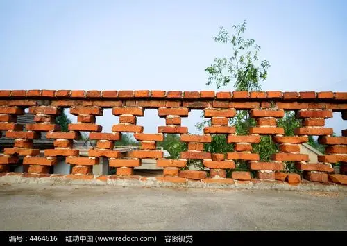 乡村平房顶上的花砖墙