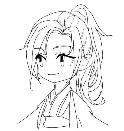 黑白线稿动漫女孩