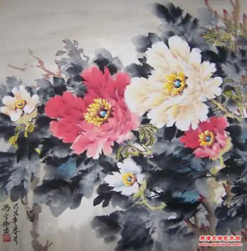 冯字锦笔下的牡丹