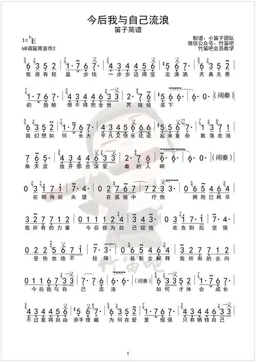 《哪吒》降e调伴奏 降b调笛筒音作2