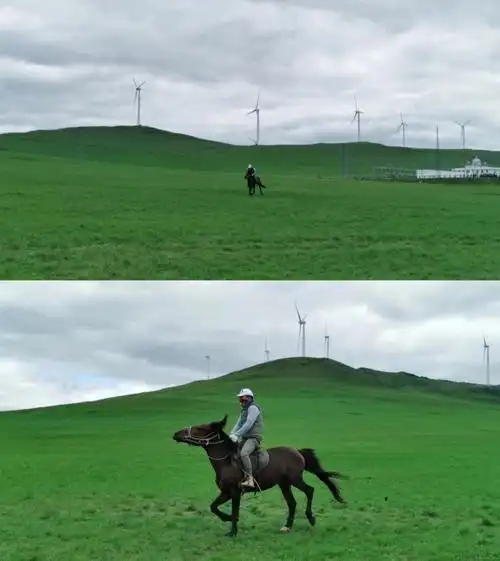 骑马驰骋在满洲里的草原上