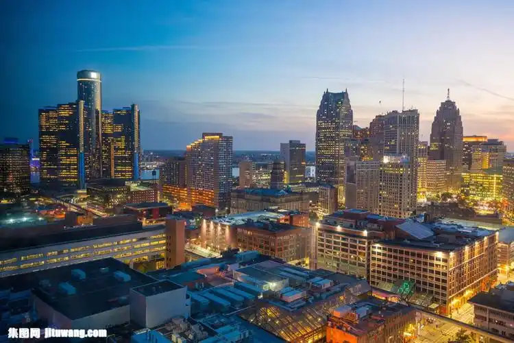 底特律迷人城市夜景图片