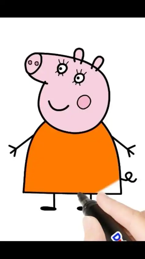 怎样画小猪佩奇猪妈妈 简笔画 儿童绘画 宝贝学画画 一步一步
