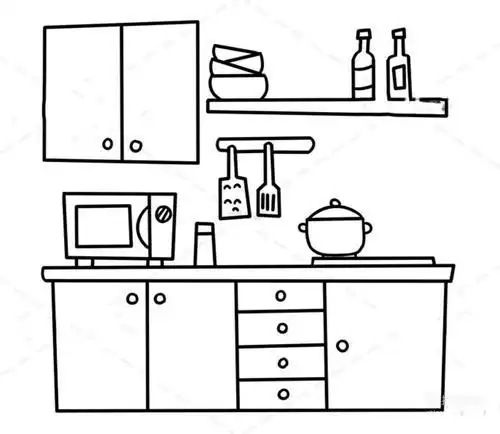 玩具厨房的简笔画