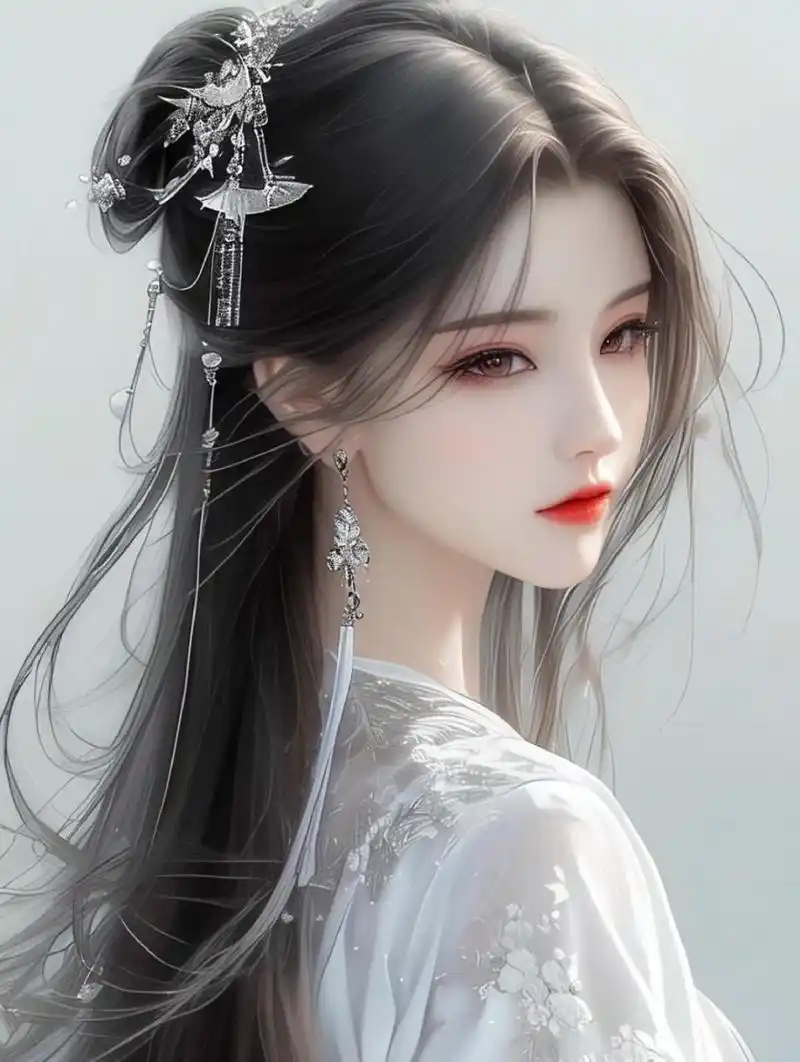 一组极美的古风美人图壁纸头像 78一袭素衣,翩若惊鸿,婉若游龙,如