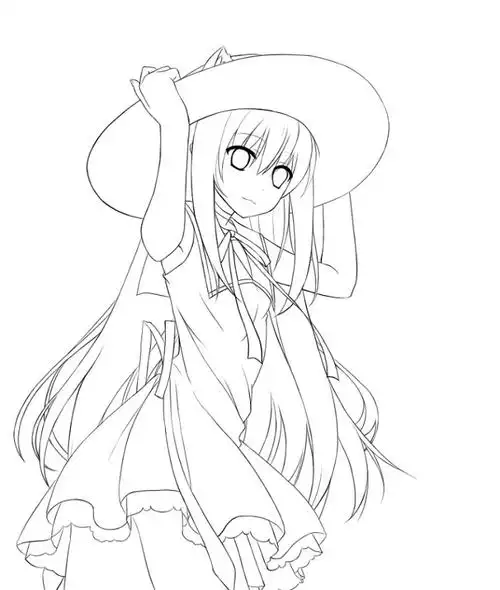 临摹稿手绘插画线稿手稿黑白素材