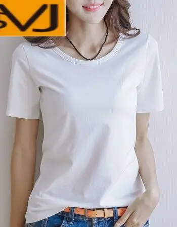 msj新品潮牌纯棉白色短袖t恤女夏季女装大码宽松纯白简约百搭上衣打底