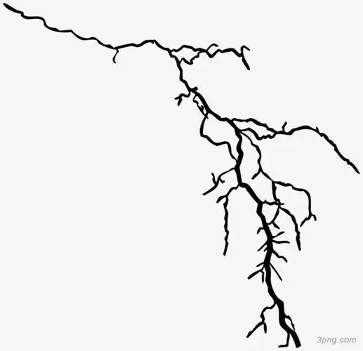 手绘黑色闪电特效png素材透明免抠图片-装饰效果