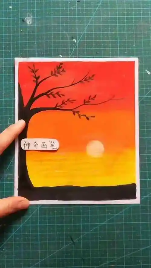 油画棒教你画日落风景