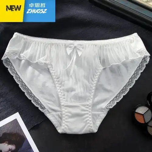 白色内裤女日系少女蕾丝性感棉裆中腰可爱女生三角内裤头 卓思哲