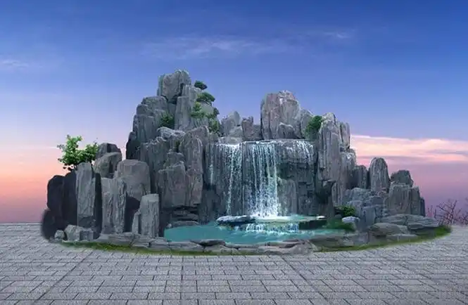 西藏庭院千层石假山公园假山设计小型水泥假山忻州小区假山