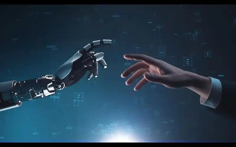 机械手机器人工智能ai科学数字未来概念高科技计算机led动画视频素材