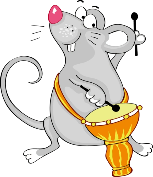 打鼓的小老鼠矢量素材插画