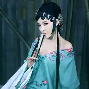 京剧黄梅戏舞台表演梨园戏曲青衣俏花旦练功水袖演出服装折玉扇