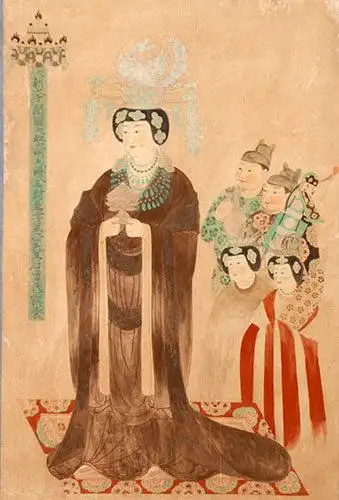 莫高窟第98窟-于阗皇后曹氏供养人像-李其琼临摹