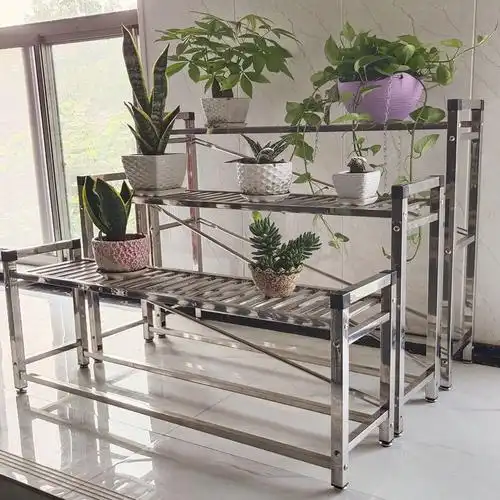 不锈钢花架阳台铁艺花盆架子室内绿萝盆栽架 不锈钢花架室内阳台客厅