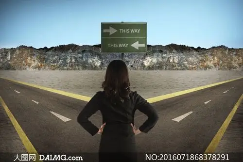 站在何去何从路口前的人物创意图片