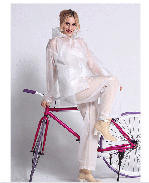 封后透明套装徒步雨衣女款自行车电动车分体雨衣雨披雨裤步行旅游