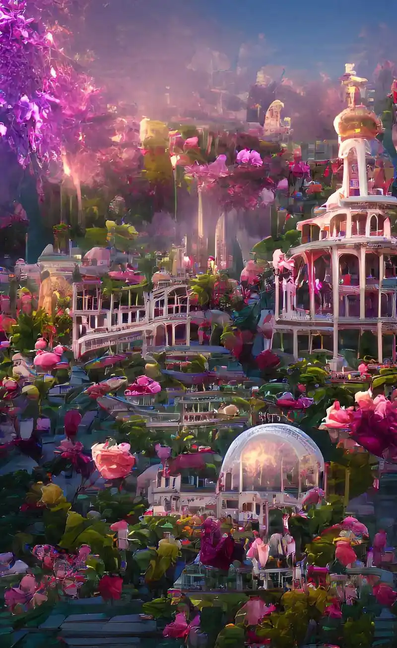 ai绘画#美丽的水晶宫殿,欧洲风格,玫瑰环绕,照明效果,空 - 抖音