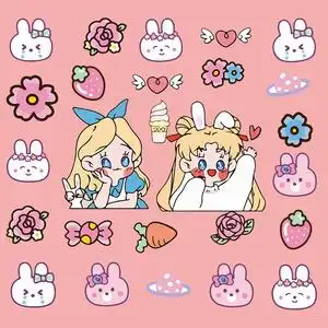 卡通可爱美少女行李箱贴纸笔记本电脑ipad拉杆箱旅行箱装饰贴纸