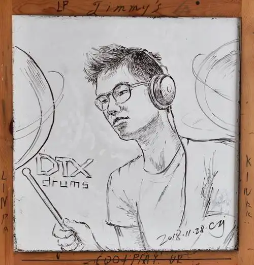 音乐少年(白板笔手绘)