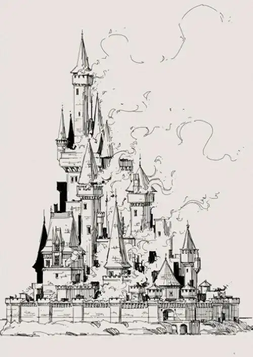 建筑场景黑白线稿一看就会赶快收藏