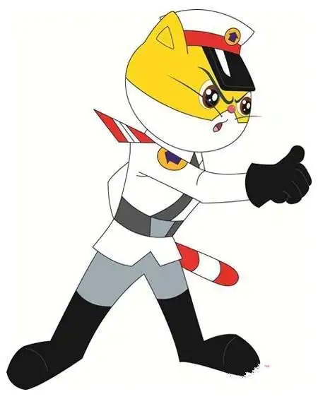 彩色白猫警长简笔画图片