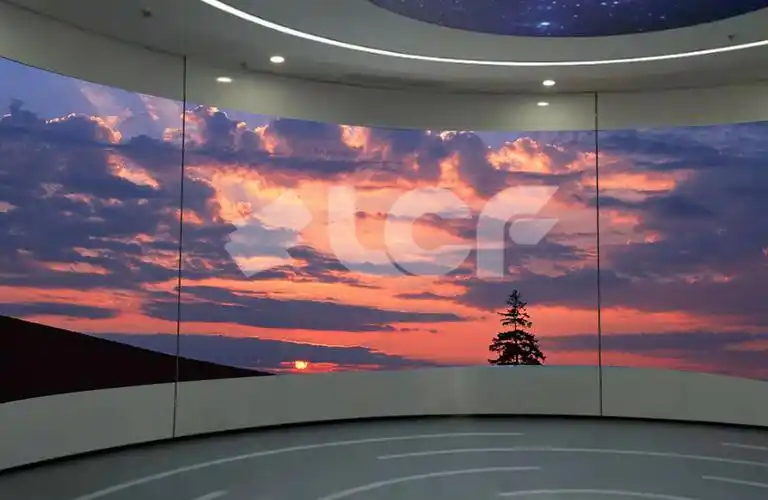 江西上高弧形滑轨室内全彩led显示屏项目-联诚发led显示屏