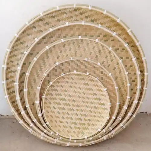 厂家手工竹编 竹筛子 簸箕竹制品竹工艺品 无孔米筛特色装饰画匾