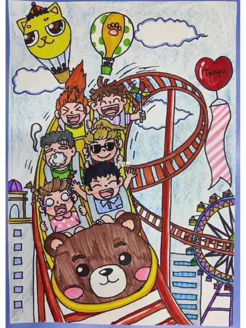 疯狂过山车创意儿童画范画